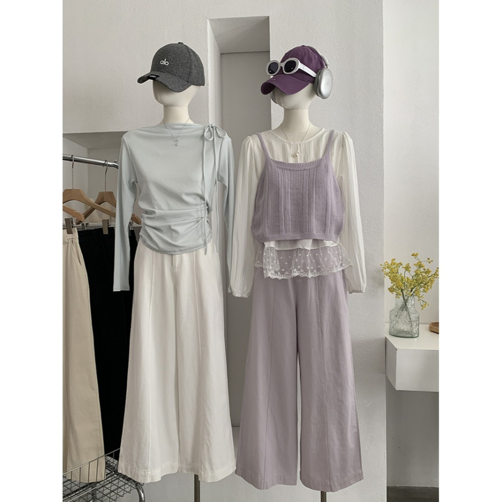 鬆緊腰洗水棉長褲 寬鬆休閒褲 *5色 (M-XL) | kukuta-細節圖8