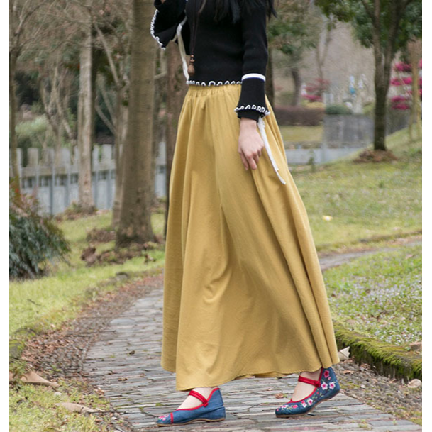 文藝復古棉麻半身裙 春夏純色亞麻長裙 *6色 | kukuta-細節圖9