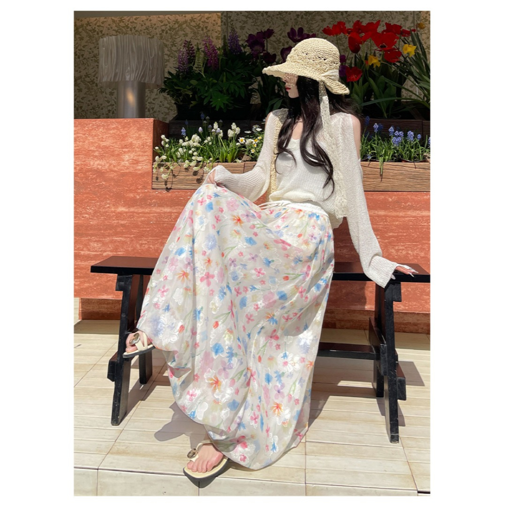 法式碎花半身裙 高腰顯瘦A字長裙 甜美花苞蓬蓬裙 | kukuta-細節圖7