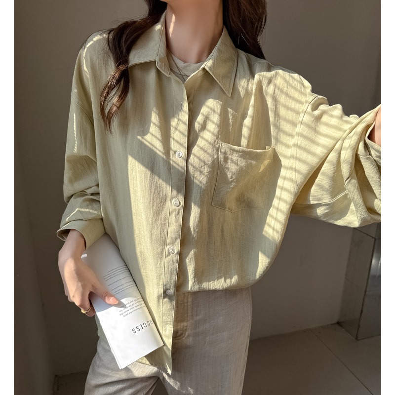 百搭亞麻防曬襯衫 夏季薄款長袖外套 純色寬鬆上衣 *6色 | kukuta-細節圖7