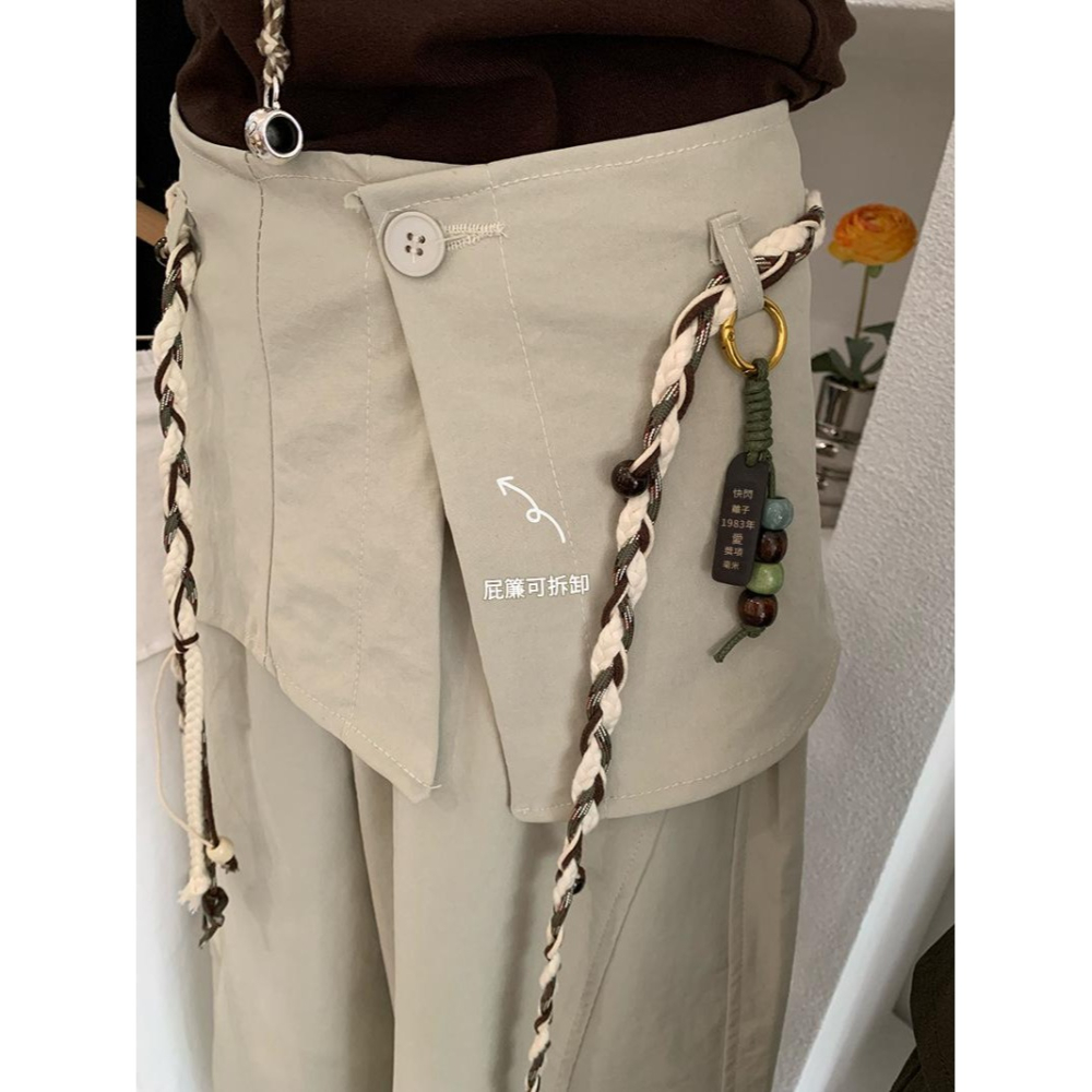 高腰闊腿休閒褲女 設計感顯瘦版型彎刀褲 寬鬆百搭長褲*4色 (M-L) | kukuta-細節圖5