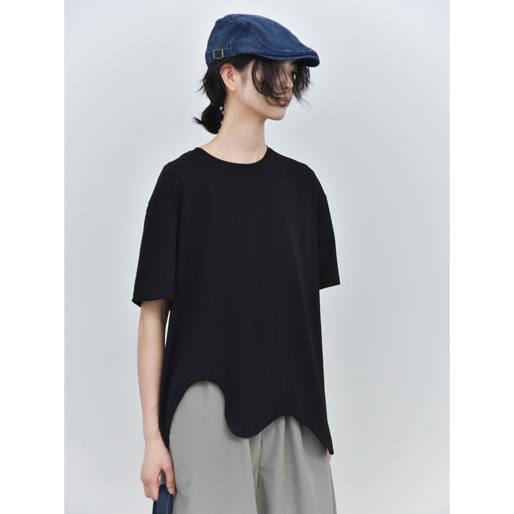 不規則波浪下擺T恤女  寬鬆設計感短袖上衣 *4色 | kukuta-細節圖5