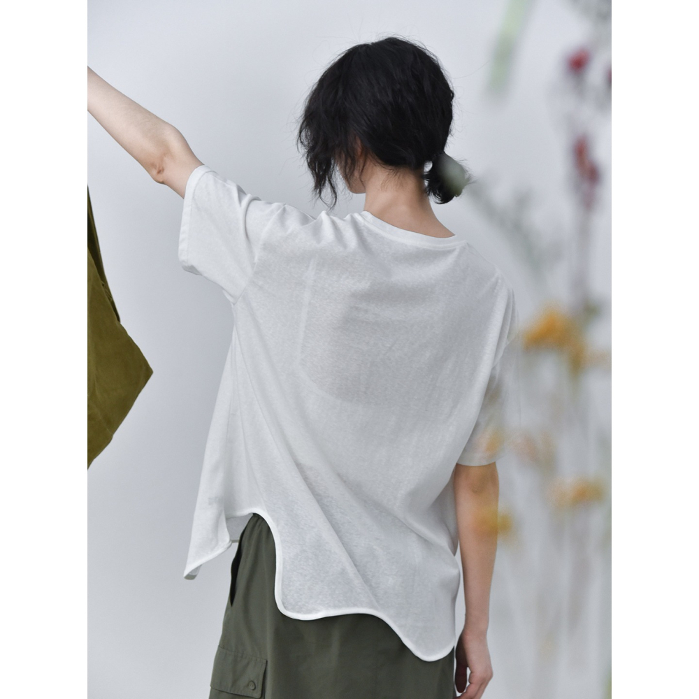 不規則波浪下擺T恤女  寬鬆設計感短袖上衣 *4色 | kukuta-細節圖8