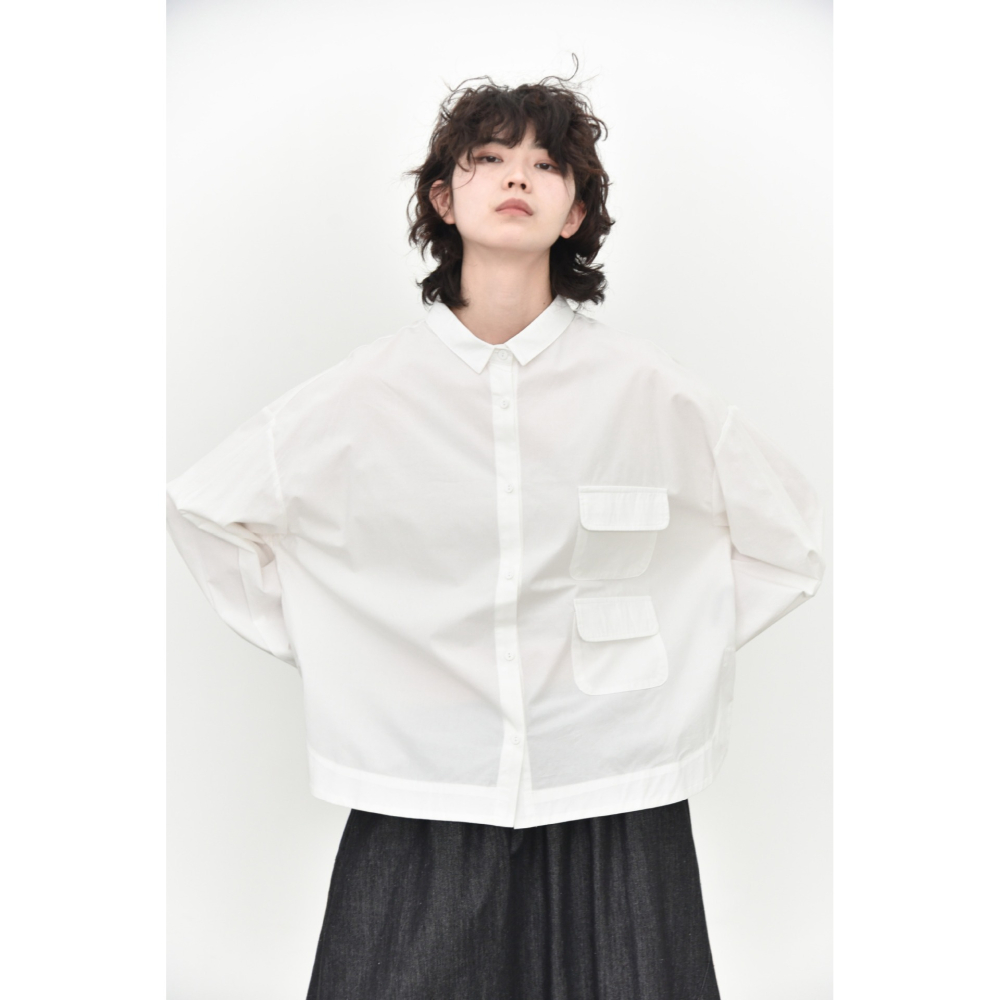 立體口袋設計款襯衫 前後開叉寬鬆百搭上衣 *3色 | kukuta-細節圖7