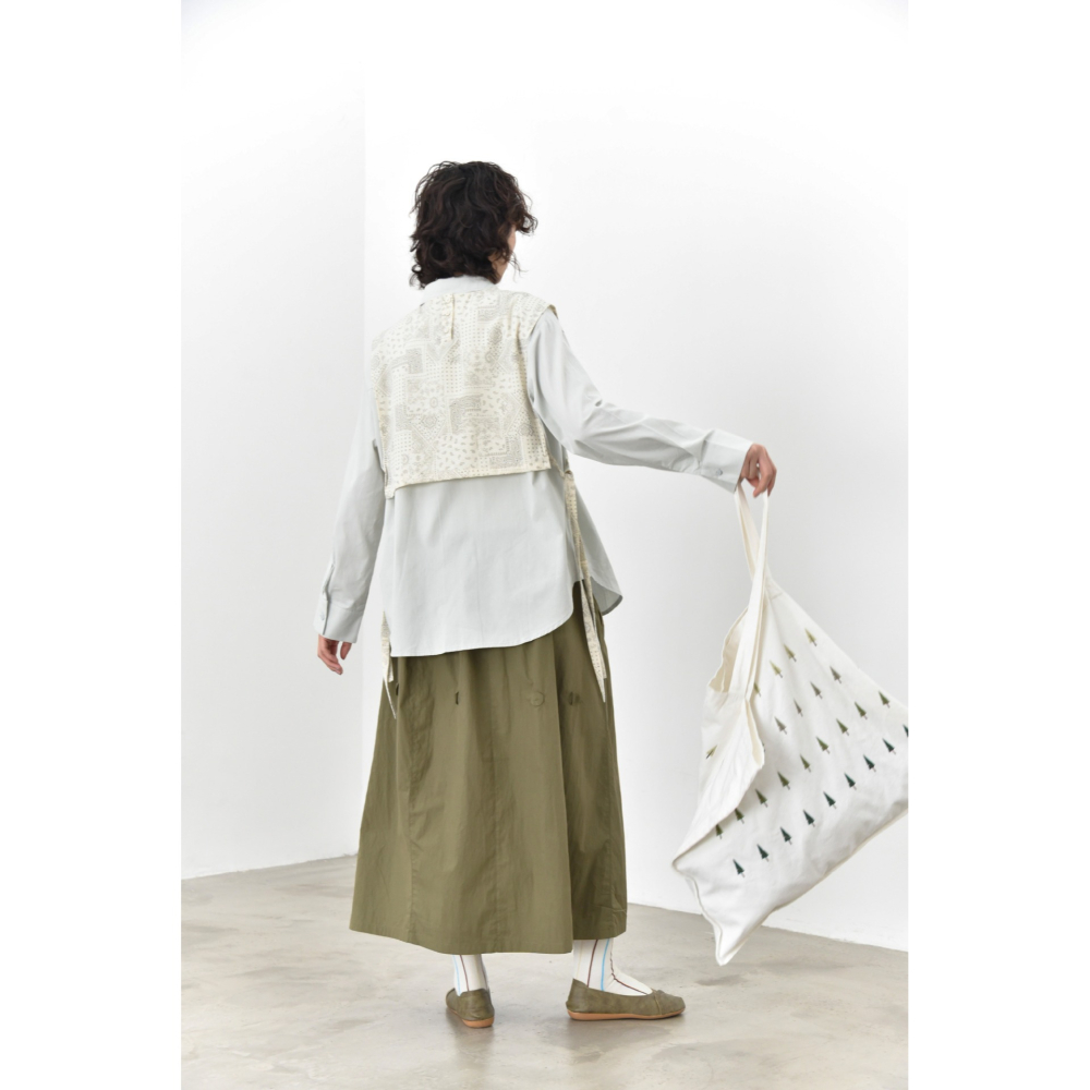 復古小眾設計 後排扣圓領系帶背心 民族風圖騰披肩 *2色 | kukuta-細節圖4