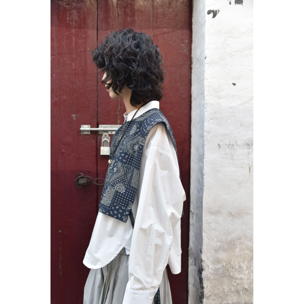 復古小眾設計 後排扣圓領系帶背心 民族風圖騰披肩 *2色 | kukuta-細節圖7