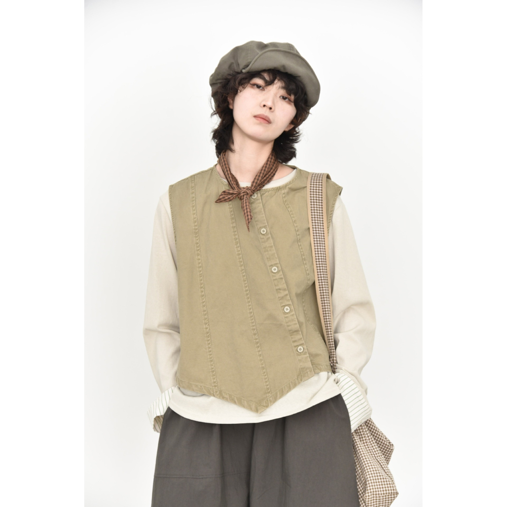 小眾日系復古馬甲 不規則做舊洗褪設計背心 *3色 | kukuta-細節圖6