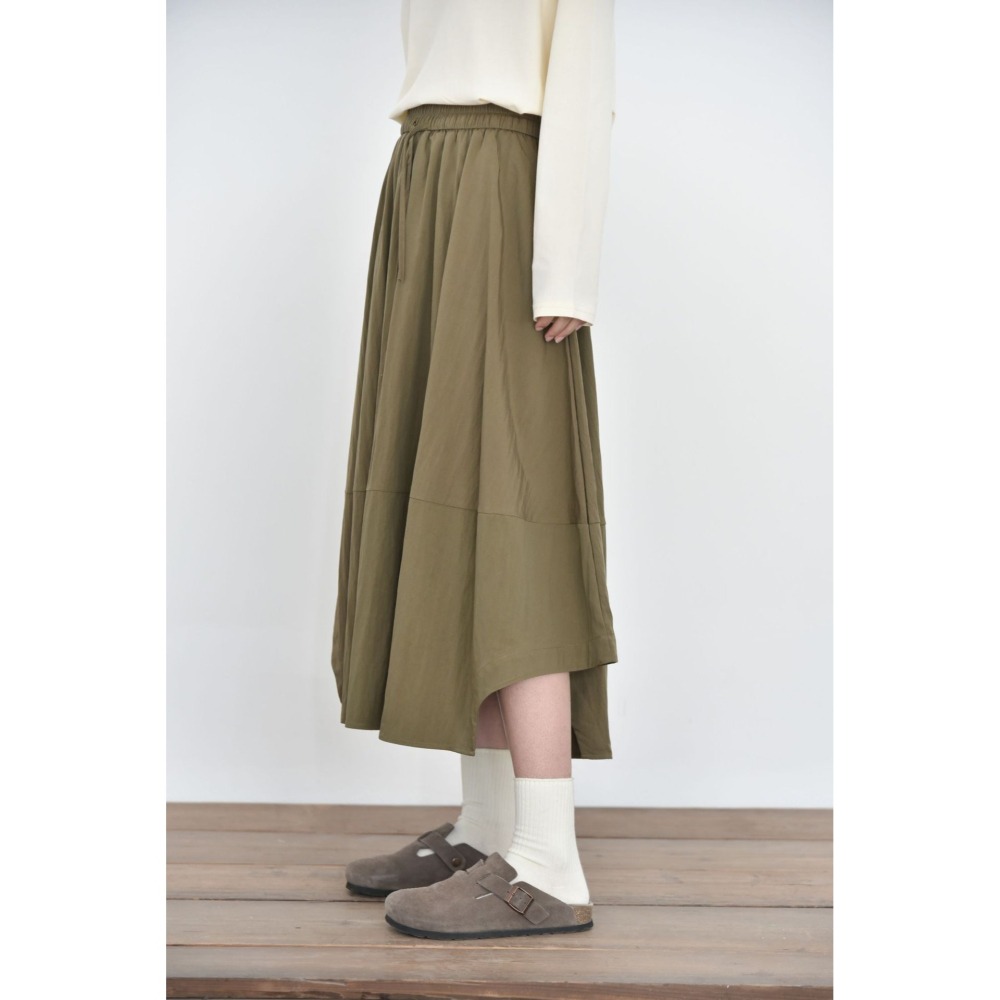 日系極簡設計半身裙 缺口下擺垂順版型 寬鬆山系長裙 *3色 | kukuta-細節圖3