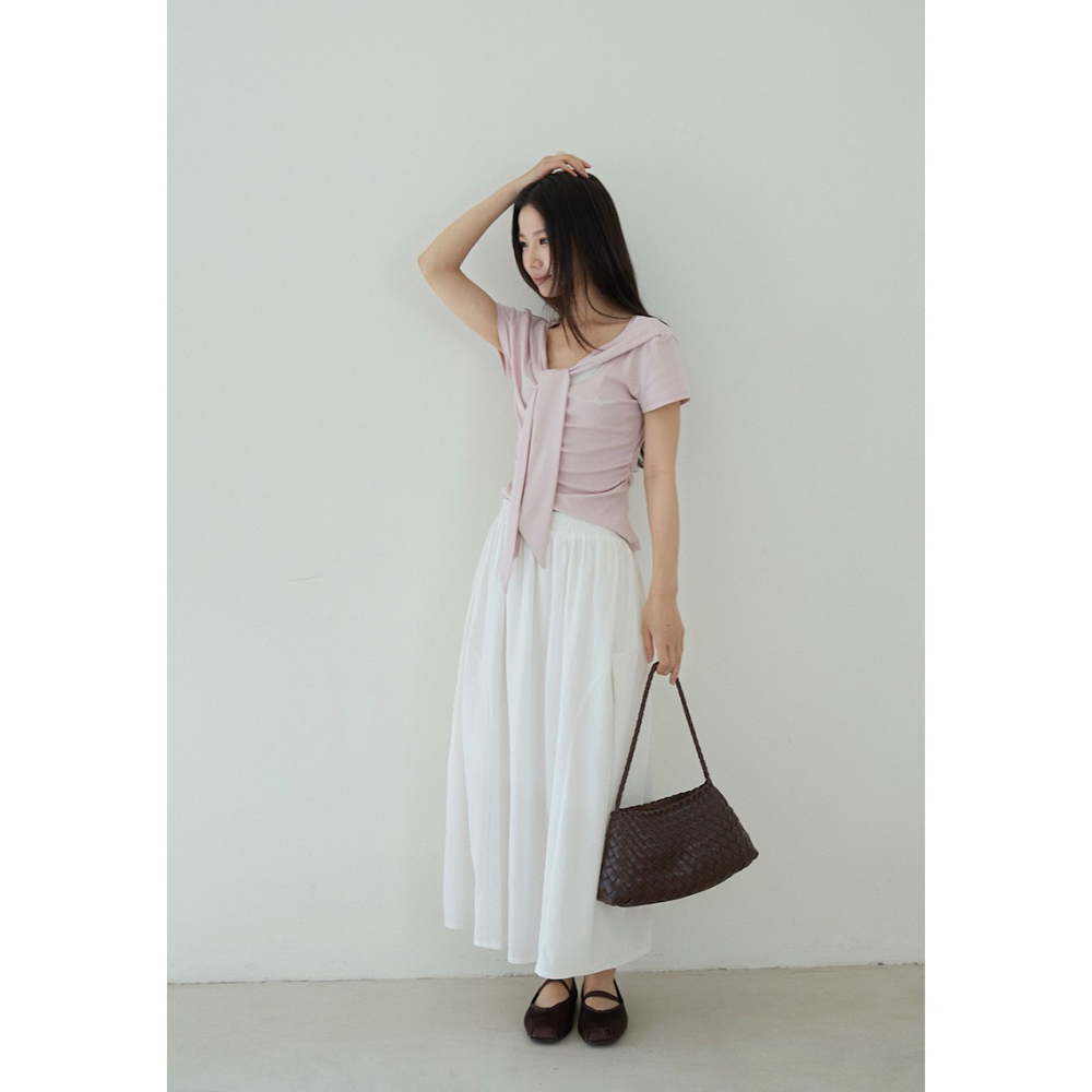 日系壓摺設計長裙 高腰寬鬆顯瘦氣質半身裙 *4色 | kukuta-細節圖3