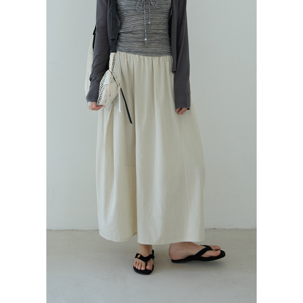 日系壓摺設計長裙 高腰寬鬆顯瘦氣質半身裙 *4色 | kukuta-細節圖4