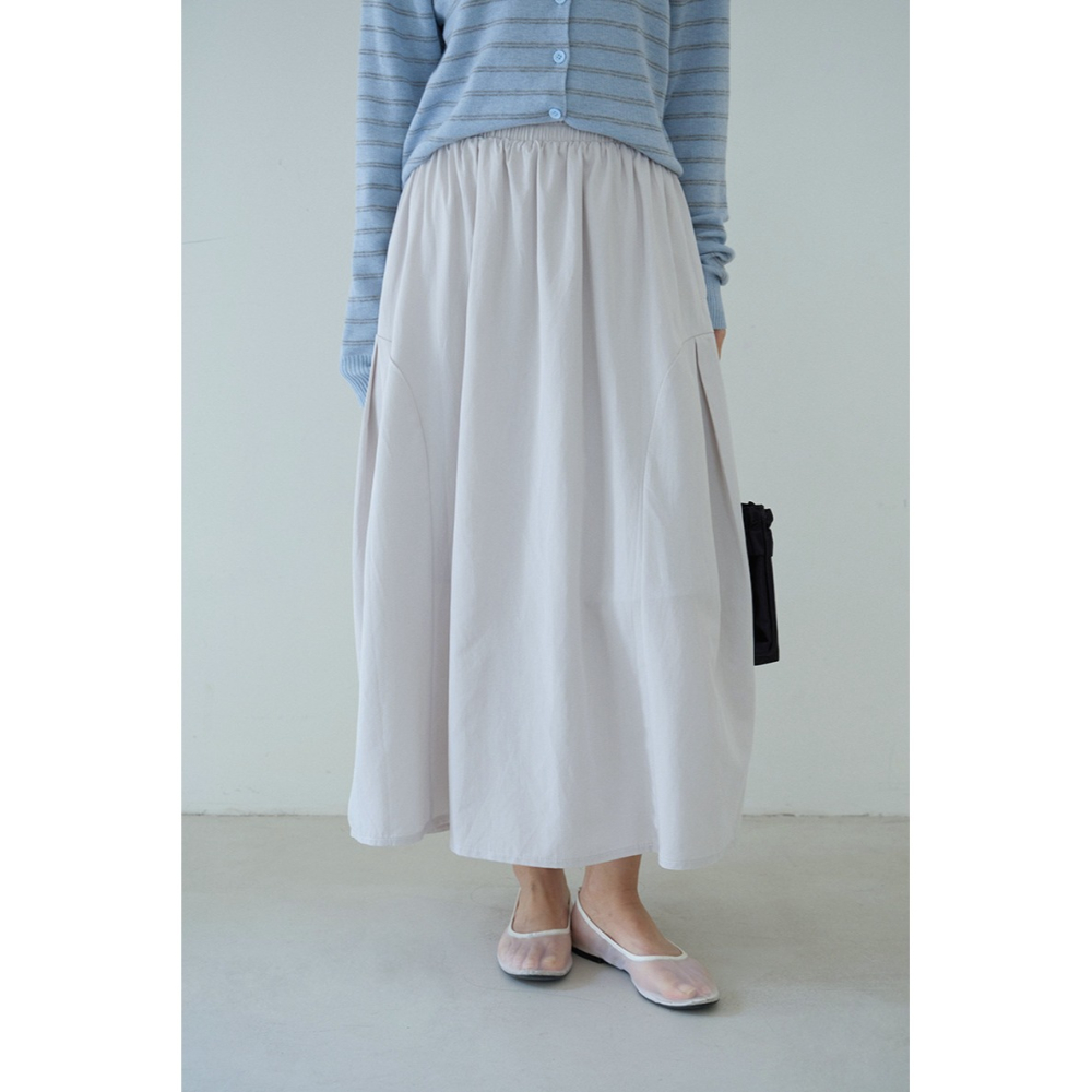 日系壓摺設計長裙 高腰寬鬆顯瘦氣質半身裙 *4色 | kukuta-細節圖7