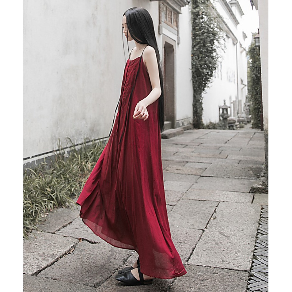 小眾設計拼色吊帶裙 收腰系帶顯連身裙瘦 出國度假約會洋裝 *3色 | kukuta-細節圖4