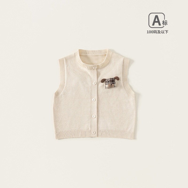 【春季兒童童裝】小狗針織開衫毛衣馬甲 男寶寶背心 女童上衣 兒童針織衫 春季新品 73-100-規格圖1