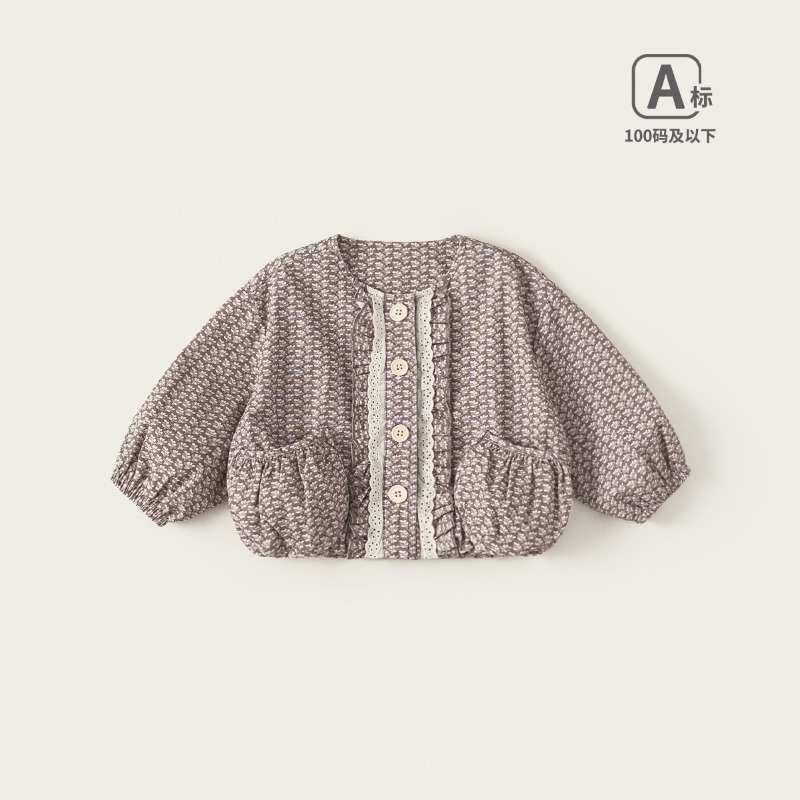 【春季女童童裝】碎花花邊套頭衫 兒童外套 女寶寶衣服 春款新品 73-100-規格圖1