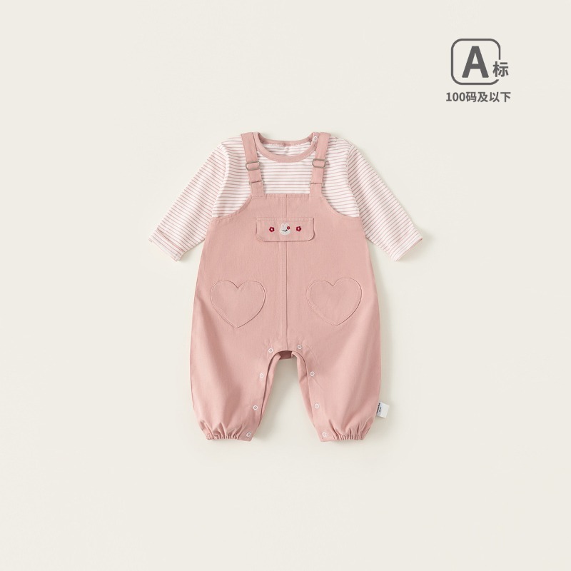 【春季女童童裝】條紋T恤＋背帶褲 兒童兩件套 女寶寶穿搭 春季新品 73-110-規格圖1