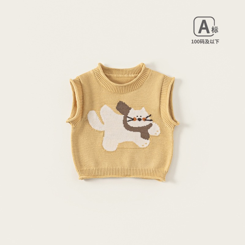 【春季兒童童裝】男寶寶針織馬甲 無袖內搭 女童毛衣背心 百搭童裝 73-110-規格圖1