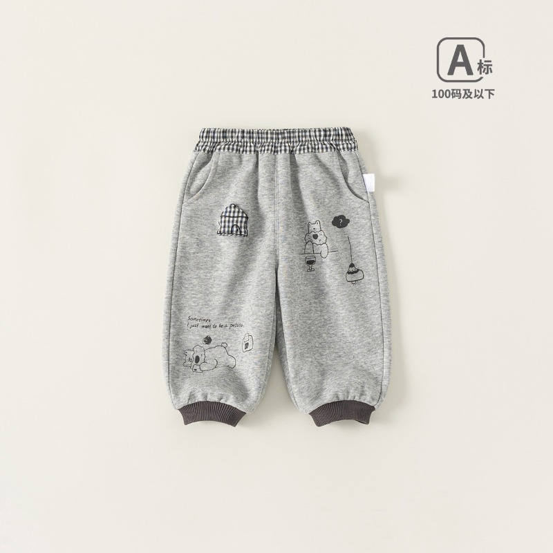 【春季男童童裝】春季格紋運動休閒褲 男寶寶衛褲長褲 兒童束口褲 百搭童褲 73-100-規格圖1