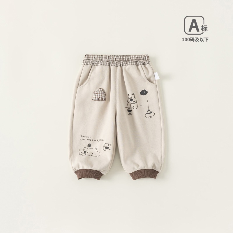 【春季男童童裝】春季格紋運動休閒褲 男寶寶衛褲長褲 兒童束口褲 百搭童褲 73-100-規格圖1