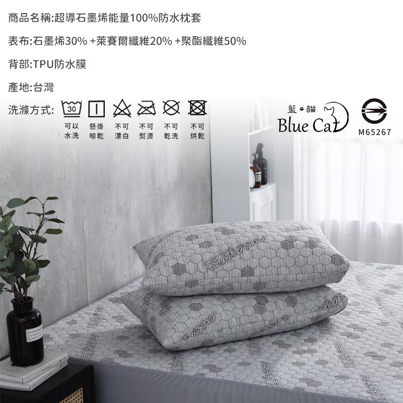 【藍貓BlueCat】超導石墨烯100%防水枕頭保潔墊 功能型枕頭保潔墊 防水枕套-細節圖7