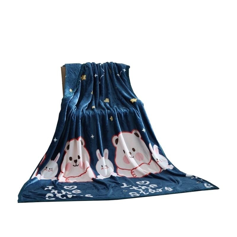 【藍貓BlueCat】雙面親膚牛奶絨 法蘭絨保暖被毯  保暖毯 法蘭絨毯 羊羔絨毯 毛毯 毯子【熊兔寶貝】-細節圖2