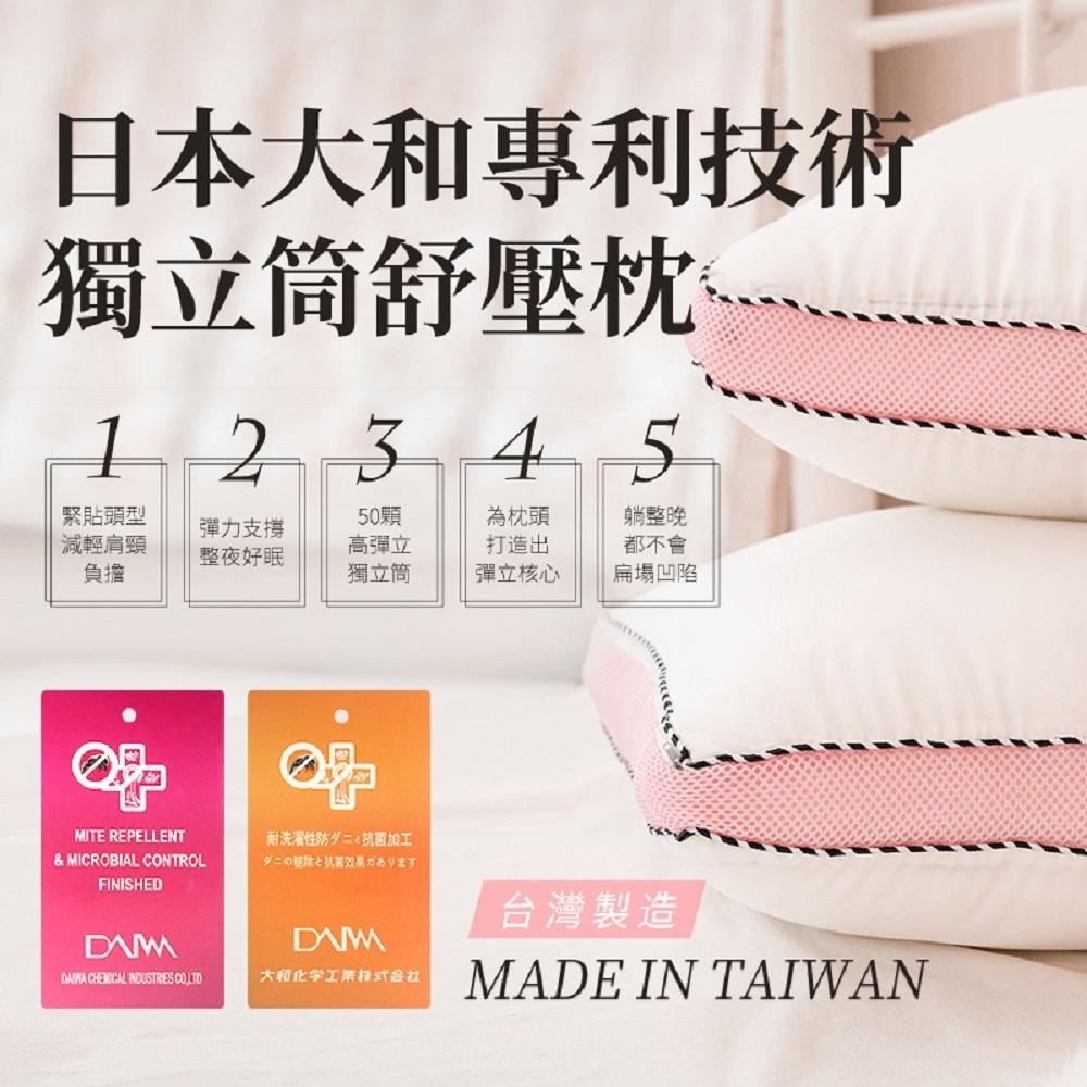 【藍貓BlueCat】萊賽爾獨立筒枕頭/飯店枕/民宿枕/日本大和防螨抗菌枕頭-細節圖3