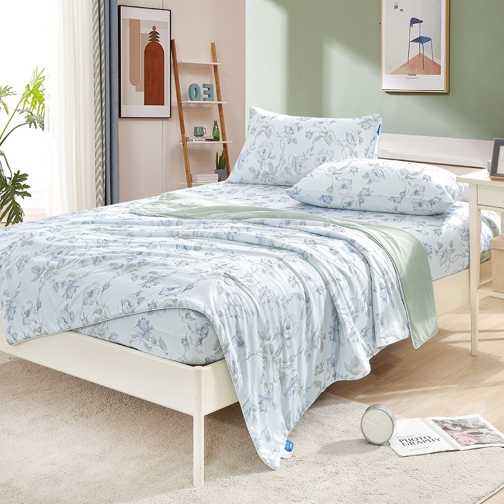 【藍貓BlueCat】極致涼感冰絲床包  床包組 涼被床包組 QMAX涼感認證 冰絲床包 床包 涼感床包 親膚冰絲床包-規格圖10