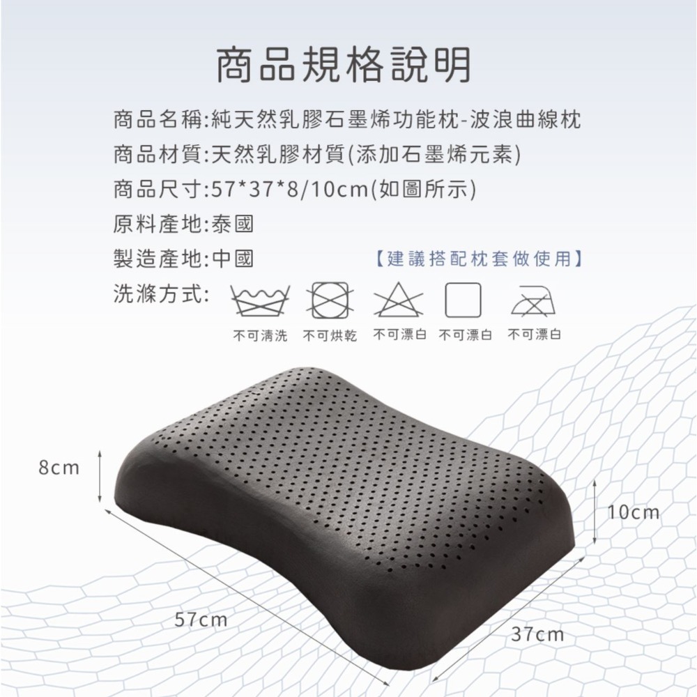 【藍貓BlueCat】多款任選 天然乳膠枕 石墨烯乳膠枕 顆粒按摩型 平面麵包型 人體工學型 石墨烯 乳膠枕 枕頭-規格圖9