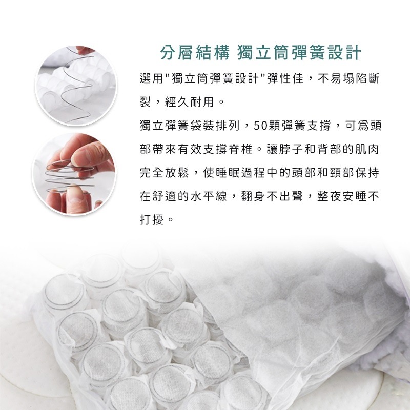 【藍貓BlueCat】超防潑水獨立筒枕 飯店枕 民宿枕 防水獨立筒枕頭 枕芯 枕頭-細節圖4