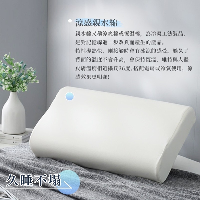【藍貓BlueCat】涼感 親水綿記憶枕 人體工學枕 涼感枕頭 記憶枕 人體工學型 親水綿-細節圖6