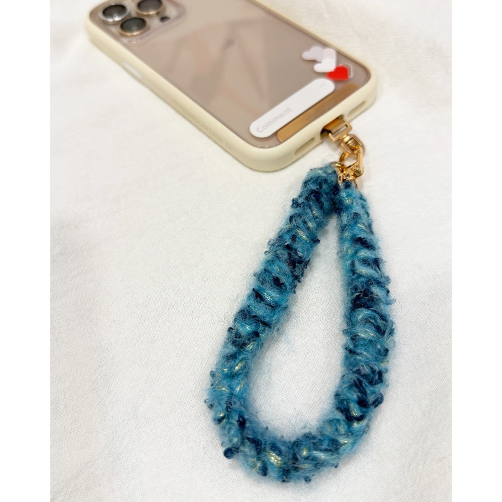 《姿物所》🐑【羊毛毛系列】短手機掛繩×藍色系  短繩/提帶/溫暖舒適/羊毛材質-細節圖4