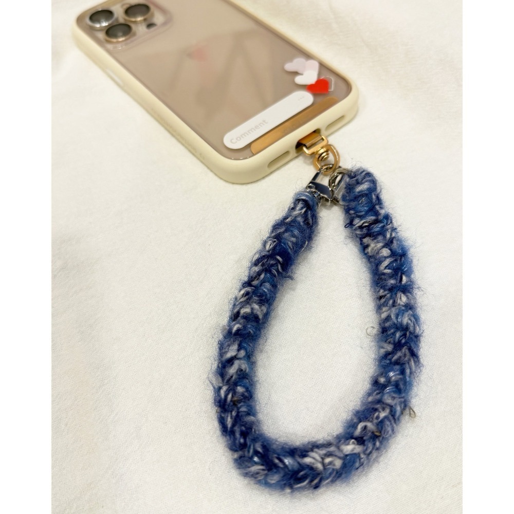 《姿物所》🐑【羊毛毛系列】短手機掛繩×藍色系  短繩/提帶/溫暖舒適/羊毛材質-細節圖5