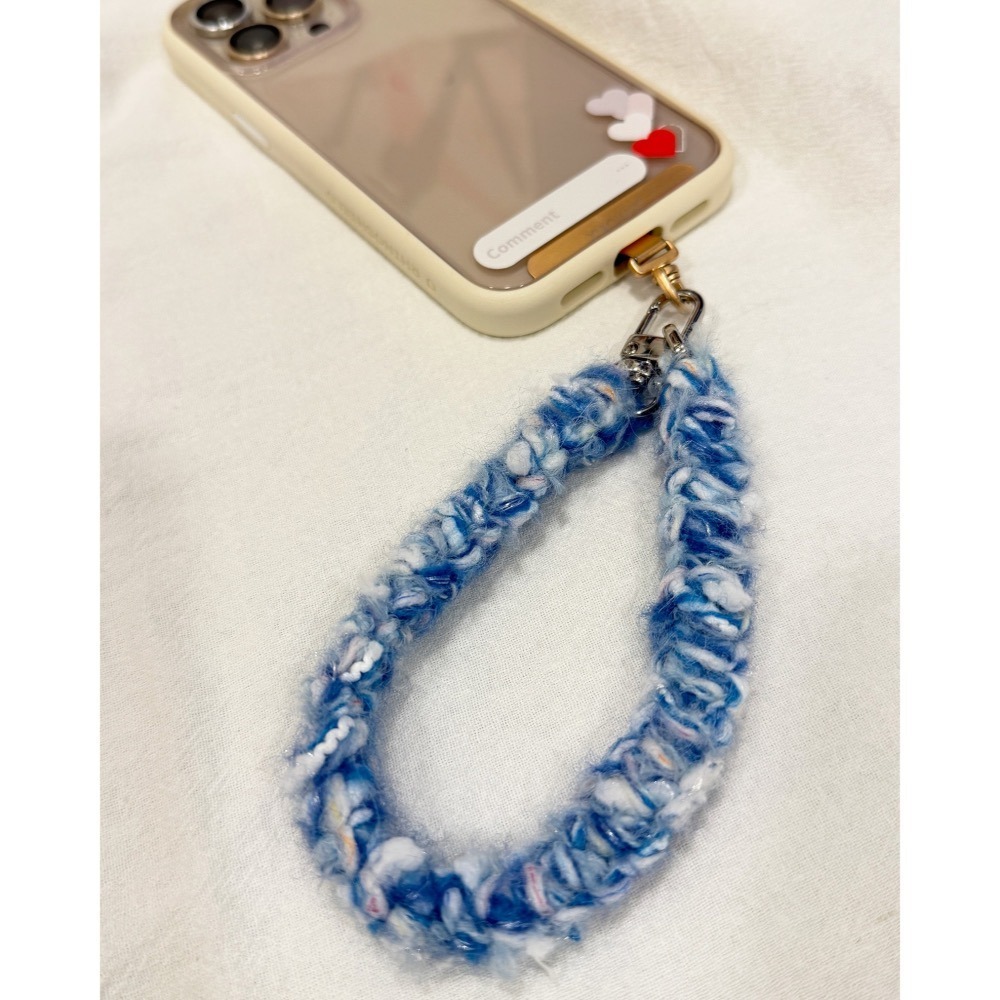 《姿物所》🐑【羊毛毛系列】短手機掛繩×藍色系  短繩/提帶/溫暖舒適/羊毛材質-細節圖6