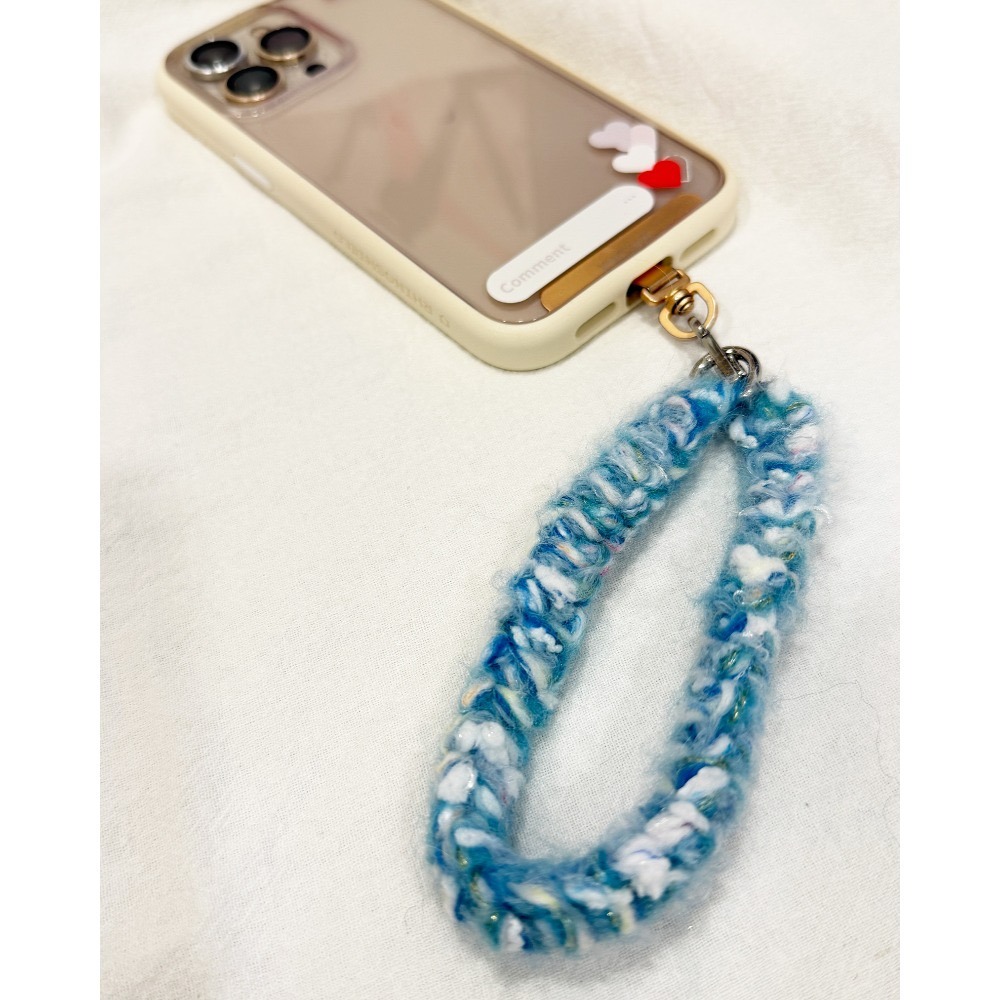 《姿物所》🐑【羊毛毛系列】短手機掛繩×藍色系  短繩/提帶/溫暖舒適/羊毛材質-規格圖7