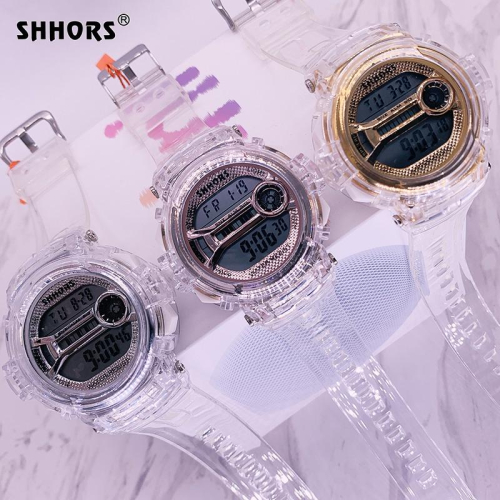 現 SHHORS 圓形透明錶 手錶 運動手錶 電子錶 錶 冷光有保固 三眼錶 運動錶 學生錶 果凍錶 情人節 禮物