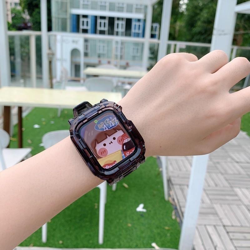 台灣現貨 Apple watch 透明連體錶帶冰川手錶帶 蘋果手錶 4/5/6/SE/7/8 防摔TPU一體錶帶錶帶透明-細節圖3