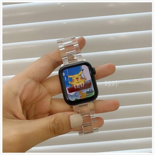 現貨 冰川限定 錶帶8/7/se/6/5/4/3/2代蘋果手錶錶帶透明果凍apple watch錶帶樹脂小冰塊44mm