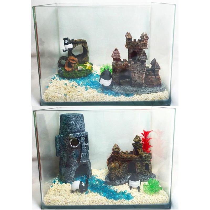 超取包損 迷你水族箱 魚缸 辦公室 水族箱 造景 水草 生長燈 LED 海綿寶寶 鳳梨屋 海盜船 風水 開運 招財-細節圖8