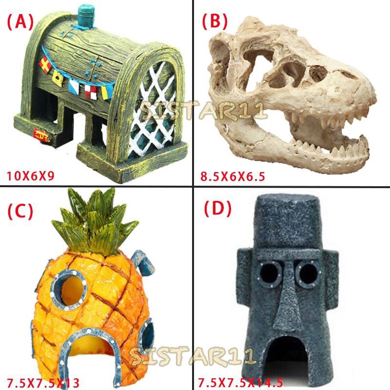 ⭐️療癒系魚缸造景⭐️ 水族箱 魚缸 海綿寶寶 造景 鳳梨屋 海盜船 城堡 倉鼠 風水 轉運 招財 水草 生長燈 LED-細節圖3