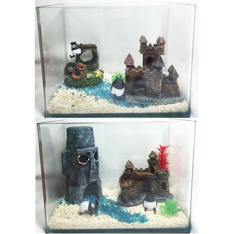 ⭐️療癒系魚缸造景⭐️ 水族箱 魚缸 海綿寶寶 造景 鳳梨屋 海盜船 城堡 倉鼠 風水 轉運 招財 水草 生長燈 LED-細節圖6