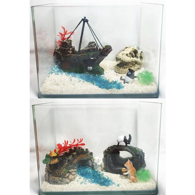 ⭐️療癒系魚缸造景⭐️ 水族箱 魚缸 海綿寶寶 造景 鳳梨屋 海盜船 城堡 倉鼠 風水 轉運 招財 水草 生長燈 LED-細節圖8