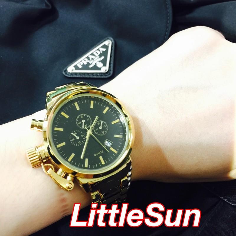 少量現貨到🔥  韓國金錶 韓國錶 金錶 玫瑰金錶 手錶 錶 三眼金錶 大金錶 鋼錶 金鋼錶 三眼錶 日本錶 原宿錶-細節圖2