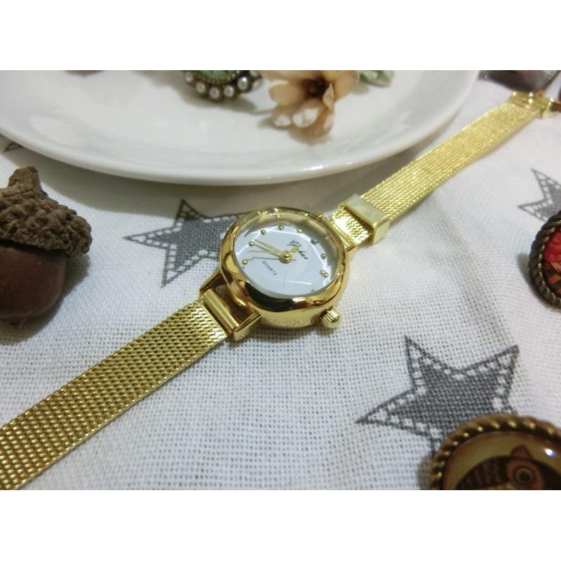 現貨 八心八箭鑽石切割鏡面小金錶 女錶 手錶 鑽錶 金錶 韓國錶 錶 情人節禮物 韓國製 質感 氣質 鑽石鏡面 禮物-細節圖6