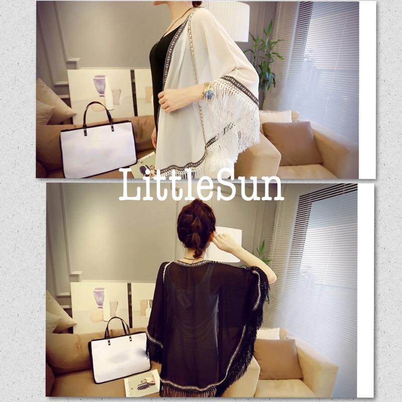 🔥現貨 民族風流蘇罩衫 刺繡 外套 防曬 海邊 墾丁 泳裝 洋裝 女神 渡假 美白 學生 音樂祭 夜店-細節圖4