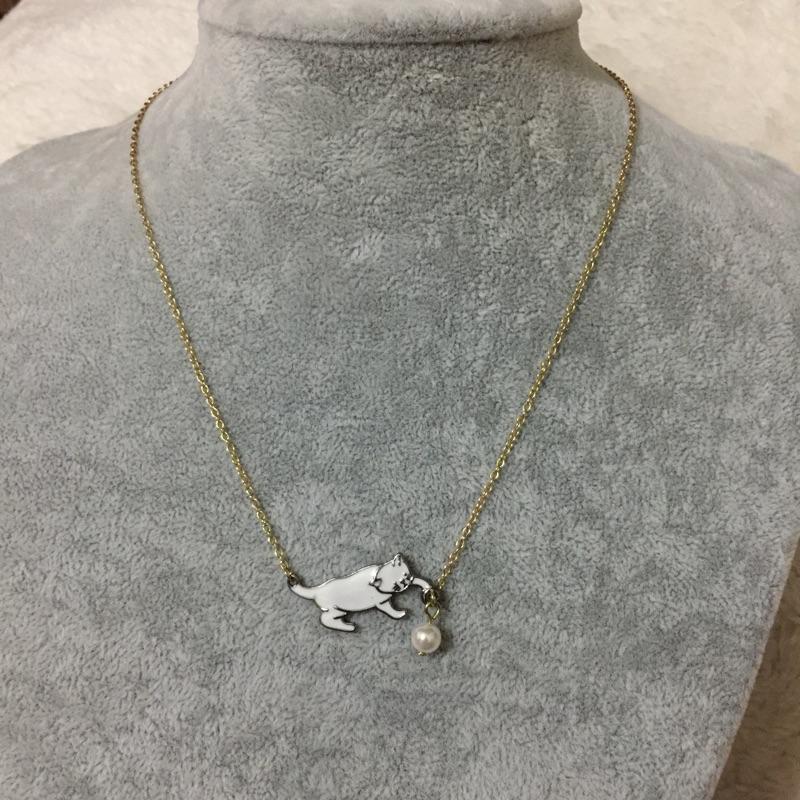 現貨🔥 貓咪珍珠項鍊 頸鍊 項鍊 貓奴 大學生 穿搭 貓咪項鍊 珍珠項鍊 造型項鍊-細節圖4