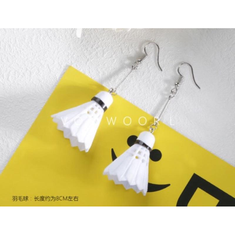 現貨 棒球耳環 羽毛球 搞怪耳環 日本 原宿街頭 學生最愛 閨蜜 夾式耳環 韓版 造型耳環-細節圖4