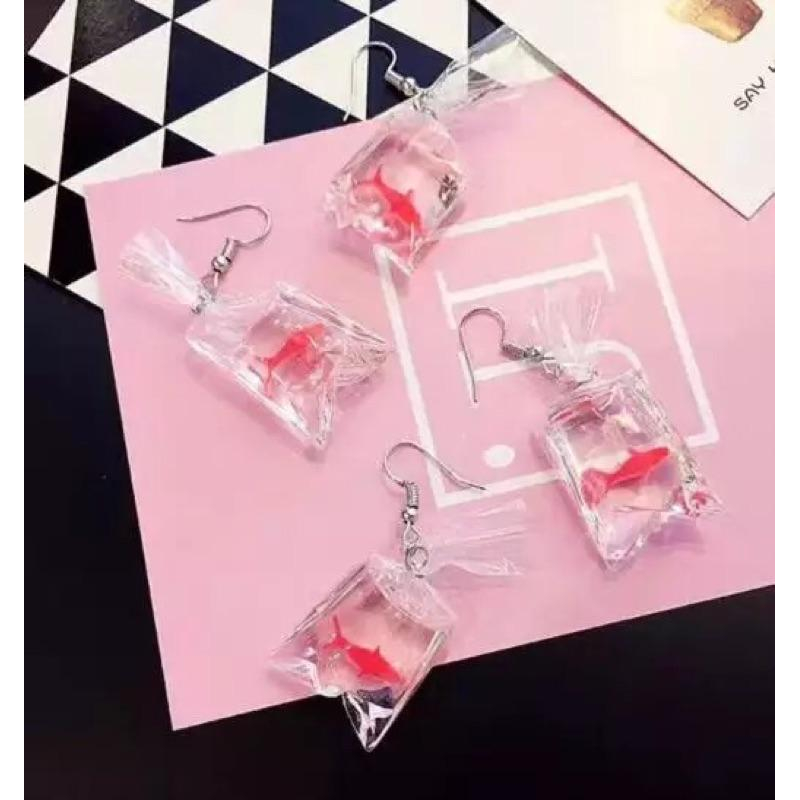 現貨 搞怪 金魚耳環 夾式耳環 飾品 女神 學生最愛 韓版 派對 日本 原宿-細節圖4