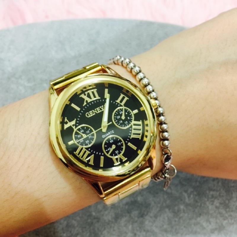 🔥現貨🔥 超生火 顯白 三眼金錶 土豪金 三眼錶 手錶 情人節禮物 生日禮物 交換禮物 錶 長輩 母親節 日內瓦-細節圖4