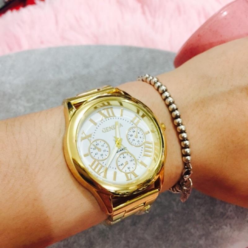 🔥現貨🔥 超生火 顯白 三眼金錶 土豪金 三眼錶 手錶 情人節禮物 生日禮物 交換禮物 錶 長輩 母親節 日內瓦-細節圖5