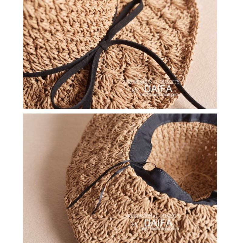 🔥網美必備🔥 編織帽 蝴蝶結 草帽 拍照道具 海邊 沙灘 夏威夷 編織 浪漫 日雜 日本 毛帽 老帽 藤編-細節圖5