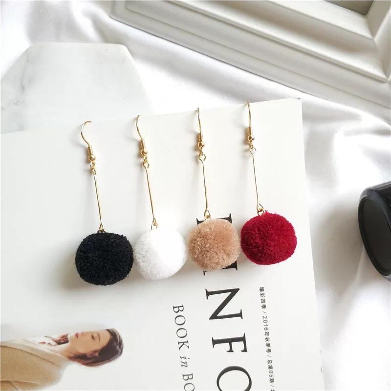 現貨 毛球耳環 球球耳環 耳針 垂釣耳環-細節圖2